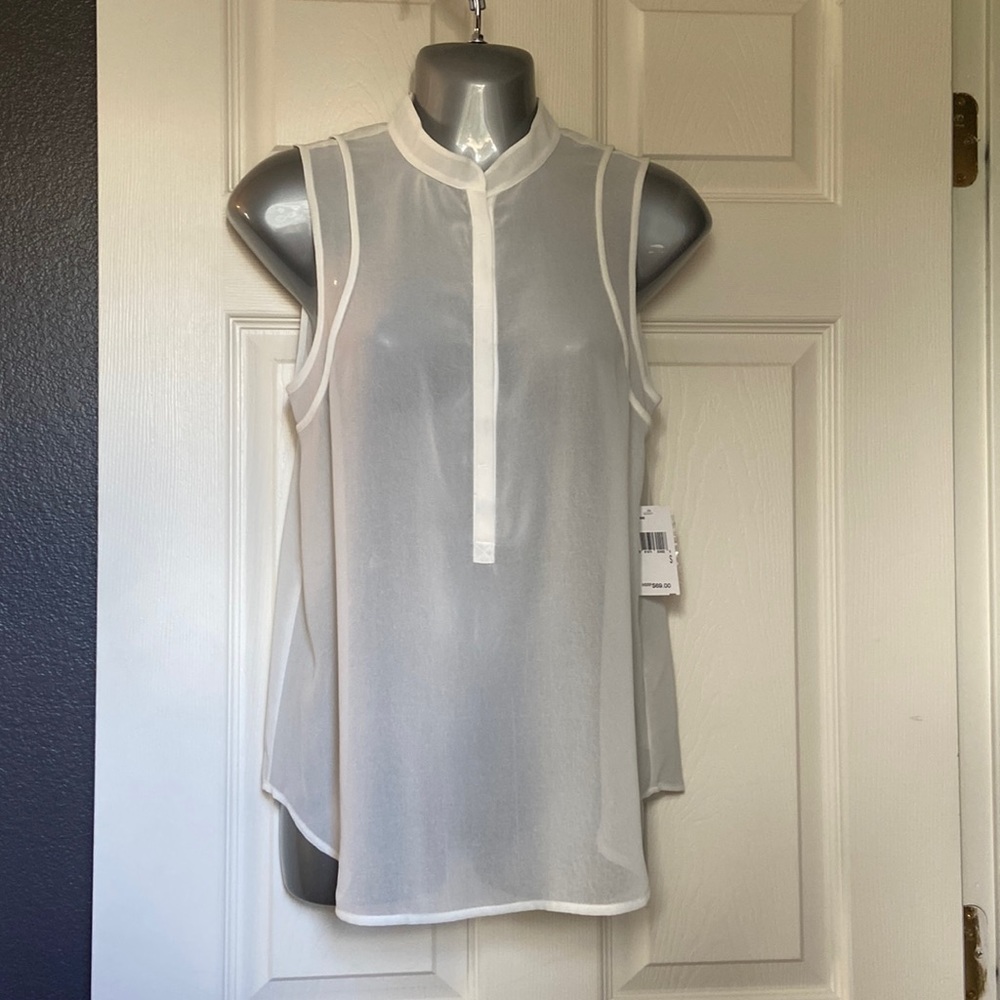 Kensie blouse. Sheer White. Size S